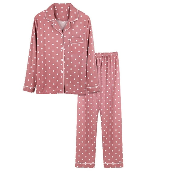 Pajamas for Women Set Fall Pajamas Women's Sleepwear Sets Womens Fall Clothes Clearance Sale Autumn And Winter Long Sleeve Lapel Vest Suit Trousers Plus Size Home Service,Pink Women Pajama Sets XL
