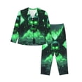 thumbnail image 1 of Pajamas for Women Set - Green Flame Skull Comfy Long Sleeve Button Up Pajama Sets for Women 2 Piece, Soft Sleepwear Nightwear Pjs Lounge Sets for Women with Pockets, 1 of 6