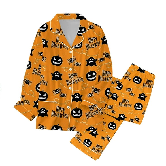 Pajamas For Women Set Halloween Pajamas Family Pajamas Matching Set Holiday Pajamas Classic Button Down Long Sat Sleepwear Loungewear Nightwear Nightclothes Homewear
