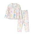 thumbnail image 1 of Pajamas for Women Set - Hand drawn lion Comfy Long Sleeve Button Up Pajama Sets for Women 2 Piece, Soft Sleepwear Nightwear Pjs Lounge Sets for Women with Pockets, 1 of 6