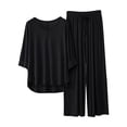 thumbnail image 1 of Pajamas for Women Set – Lounge Sets for Spa or Light Sleep Sets For Women 3/4 Length Sleeve V Neck Summer Tops Elastic Waist Wide Leg Pants Summer Outfits, 1 of 3
