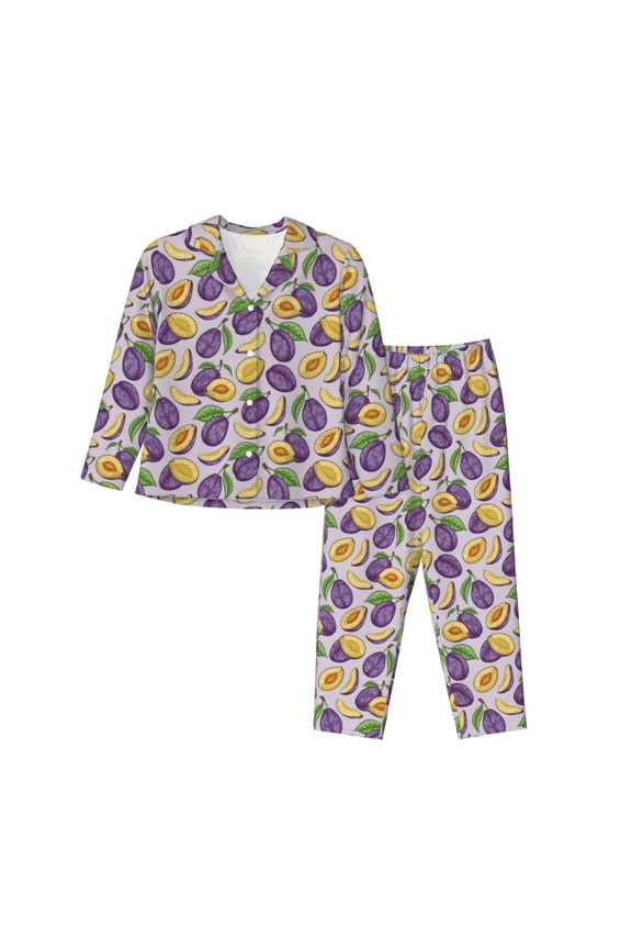 Pajamas for Women Set - Plum Comfy Long Sleeve Button Up Pajama Sets for Women 2 Piece, Soft Sleepwear Nightwear Pjs Lounge Sets for Women with Pockets