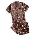 thumbnail image 1 of Pajamas for Women Set – Two Piece Sets with Long Sleeve Tops and Pajama Shorts Weekend or Travel Essentials Women's Casual Printed Pyjama Silk Satin Short Button Down Top And, 1 of 3