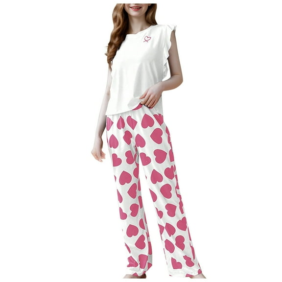 Pajamas Women Set Women Two Piece Sets Pjs Casual Pajamas Home Service Sets Outside Women Pjs Sets Pink XL
