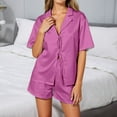 thumbnail image 1 of Pajamas Women Set Women's Silk Pajamas Shirt-Style Collar Sleepwear Short Sleeve Loungewear Womens Lounge Wear 2 Piece Set Women Gifts for Birthday XL, 1 of 6
