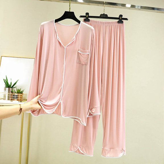 Pajamas Women Set Womens Soft Pajama Sets Long Sleeve Crew Neck Sleepwear Nightwear Winter 2 Piece Set for Women Cute Sets for Women XXL