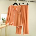 thumbnail image 1 of Pajamas Women Set Womens Soft Pajamas Long Sleeve Sleepwear Comfy Crew Neck Loungewear Two Piece Pajama Set Womens Summer Outfits L, 1 of 3