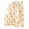 thumbnail image 1 of Pajamas For Women Set Set Short Sleeve Short Pants Pajamas Fall Home Soft Breathable Comfy 3 Piece Outfit With Print Sleepwear Loungewear Nightwear Nightclothes Homewear, 1 of 5