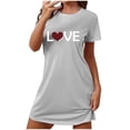 thumbnail image 1 of Pajamas Women Sleep Shirts for Women Short Sleeve Night Shirts for Sleeping Pullover Nightgown Soft Cute Printed Nightdress Gowns for Women Sleepwear Pajama Dress Gray XXL, 1 of 5