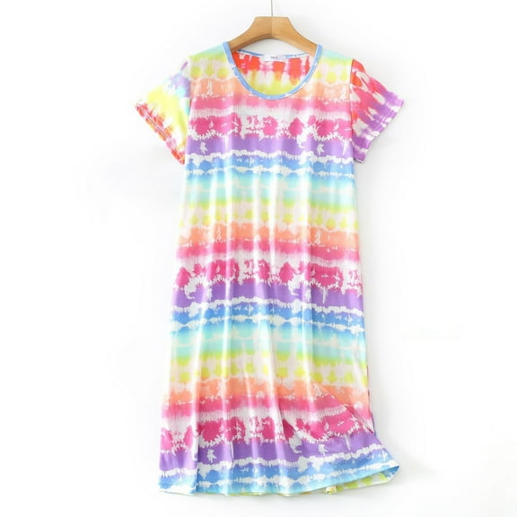 Pajamas for Women Winter Christmas Nightgown Plus Size Cute Cartoon Home Clothes Knitted Cotton Sweet And Fat Short Sleeved Round Neck Pajamas Nightgowns For Women