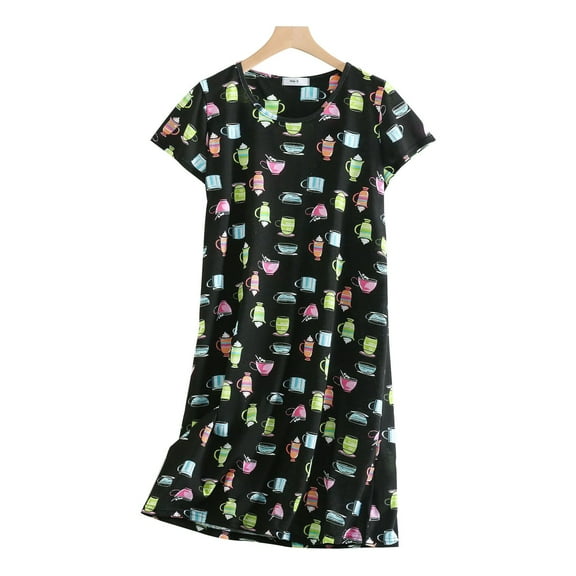 Pajamas for Women Winter Christmas Nightgown Plus Size Cute Cartoon Home Clothes Knitted Cotton Sweet And Fat Short Sleeved Round Neck Pajamas Nightgowns For Women