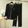 thumbnail image 1 of Pajamas Women's Long Sleeve Pj Set Soft 2 Piece Loungewear Sleepwear with Jogger Pants XS-3XL,Black,XL, 1 of 1