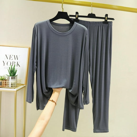 Pajamas Women's Long Sleeve Pj Set Soft 2 Piece Loungewear Sleepwear with Jogger Pants XS-3XL,Gray,XL