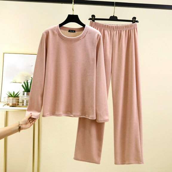 Pajamas Women's Long Sleeve Pj Set Soft 2 Piece Loungewear Sleepwear with Jogger Pants XS-3XL,Pink,2XL
