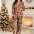thumbnail image 1 of Pajamas Womens Xmas Print Sleepwear Holiday Loungewear 2 Pieces Pjs Set (Z009-Brown XXL), 1 of 5