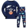 thumbnail image 1 of Pajamas for Boys 7-8 Cute Cartoon Long Sleeve Pajamas Set Matching Holiday Pjs Set Snug-Fit Outfits Sleepwear for Kids & Teens,Dark Blue,5-6 Years, 1 of 4