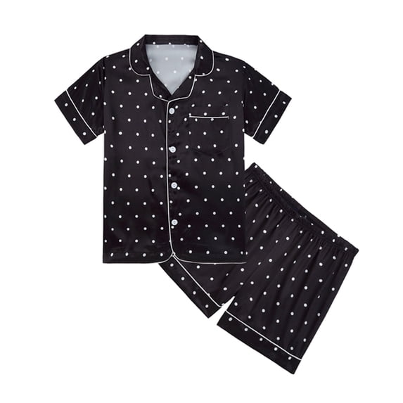 Kids Pjs Funny Graphic Printed Short Sleeve Sleepwear Button-Down Kids Nightwear Cute Pajamas for Girls 13-14 Years