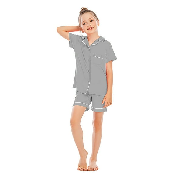 Pajamas for Boys Short Sleeve Button-Down Kids Nightwear Matching Sleepwear Outfits for Boys 4-5 Years