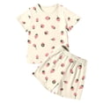 thumbnail image 1 of Pajamas for Girls 2 Piece Lightweight Stylish Print Crew Neck Short Sleeve Top And Shorts Homewear Pjs for Girls Size 3-4 Years, 1 of 3