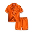 thumbnail image 1 of Pajamas for Girls – Burnt Orange Satin Button Up 2-PC Tween & Teen Pyjamas PJS Kid Size 10, 1 of 7