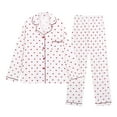 thumbnail image 1 of Pajama Sets Women Heart-shaped print Long-Sleeved and Long-Pants Wear Two Piece Pajama Set for Women, 1 of 3