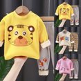 thumbnail image 1 of Pajamas for Girls and Boys Long Sleeve Tops Set Fall Winter Cute Sleepwear Lounge Sets 6 12 24 Months 1T 2T 3T 4T 5T 6T Children Pink,2-3 Years, 1 of 4