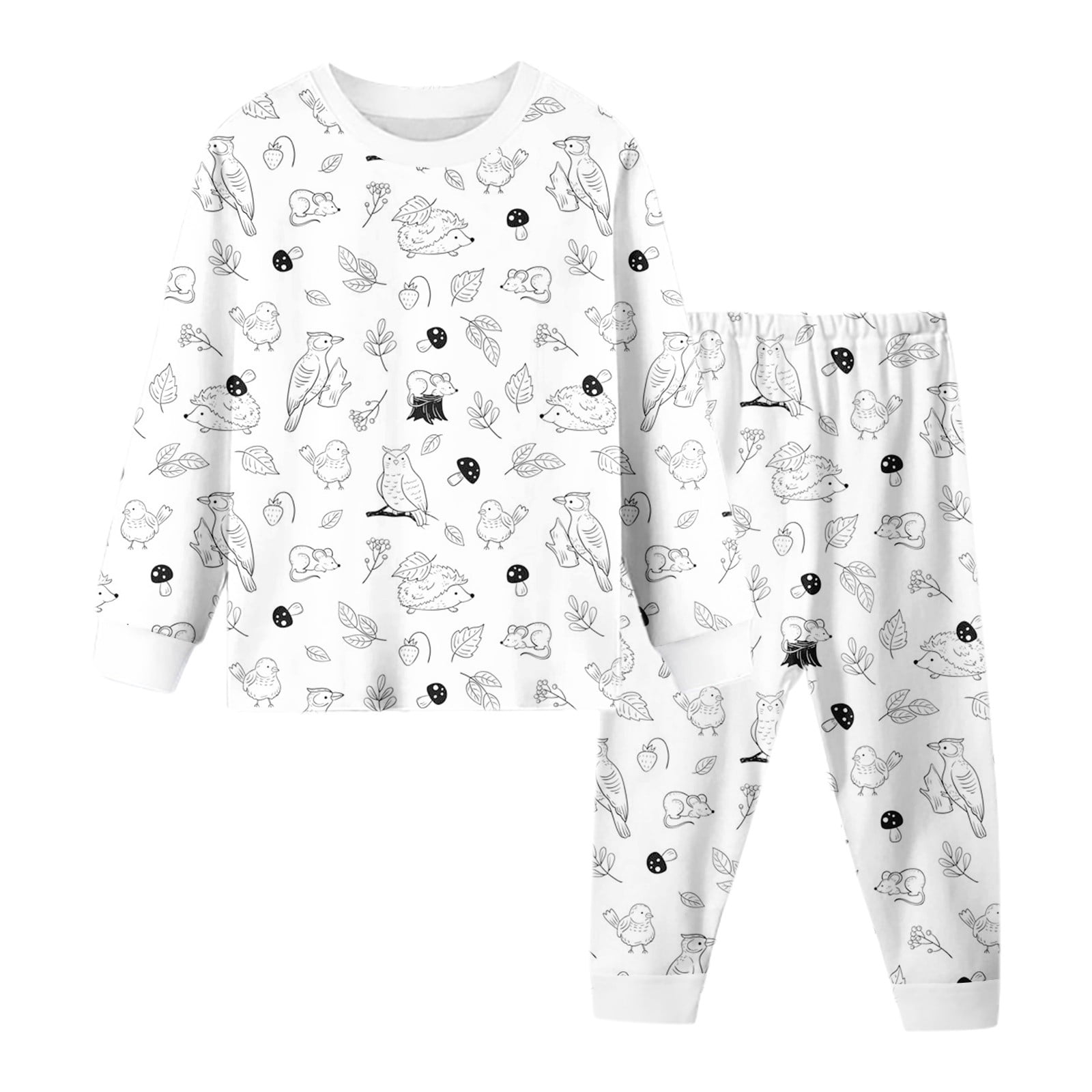 Hienoo Kids DIY Hand Painted Homewear Set Dinosaur Coloring Pajama Sets For Boy And Girl