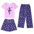 thumbnail image 1 of Pajamas for Kids Size 8 Preppy Pajamas Kids Girls Toddler Cartoon pj Comfy Fit Nightwear 3PCS Kids Pulloverr Sleepwear Set, 1 of 3