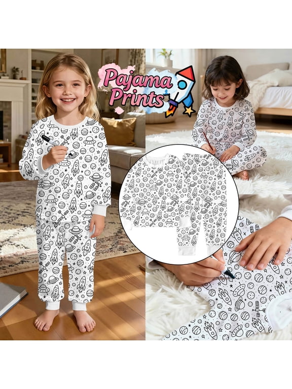 Pajamas for Kids - DIY Hand Painted Coloring Pajama Set-Kids PJs Coloring Kit for Pajama Party