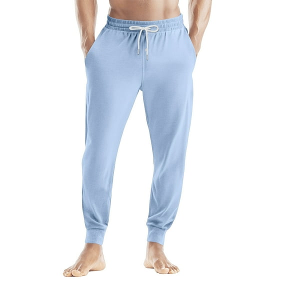 Pajamas for Men Comfy Solid Sleep Lounge Pants Warm Sleepwear Pants PJ Bottoms Jogger Trousers with Pockets and Button Fly