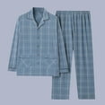 thumbnail image 1 of Pajamas for Men Set Long Sleeve Collared Button Top And Loose Pants Sleep Pajama Plaid Printed Loungewear Sleepwear 2 Piece Pj with Pockets, 1 of 3