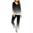 thumbnail image 1 of Pajamas for Women 2 Piece Sets Graphic Print Long Sleeve V Neck Top and Full Length Bottoms Pjs Outfits (3XL, Black 03), 1 of 5