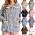 thumbnail image 1 of Pajamas for Women Dqueduo Lady's Winter Home-Style Button-Down Lace Long-Sleeve Cardigan – Fuzzy Fleece Pajama Jacket with Pockets Gray L, 1 of 8