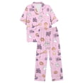 thumbnail image 1 of Pajamas for Women Halloween Fall Soft 2 Piece Sets Cute Pumpkin Short Sleeve Top With Long Pants Soft Pajama Set XL Pink, 1 of 4