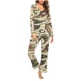 thumbnail image 1 of Pajamas for Women Pajamas Set for Women Pjs Ladies' Christmas Printed V-Neck Casual Long Top Pants Pajama Set, 1 of 5