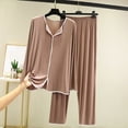 thumbnail image 1 of Pajamas for Women Plus Size Cotton Loungewear Long Sleeve Silky Undershirts and Elastic Waist Pants, 1 of 7