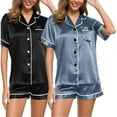 thumbnail image 1 of Pajamas for Women Set 2 Pcs Button Down Womens Short Sets Lounge Sets Sleep Sets for Women, 1 of 3