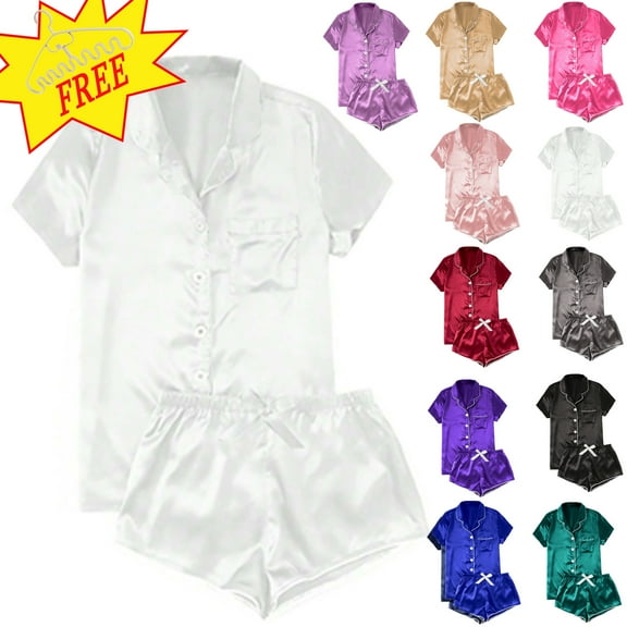 Pajamas for Women Set 2 Piece Pj Short Sets Bride Sleepwear Button Up,White,M