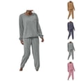 thumbnail image 1 of Pajamas for Women Set 2025 Flannel Soft Long Sleeve Crewneck Sleep Shirt Pants 2 Piece Pjs Set Womens Pajama Sets, 1 of 5