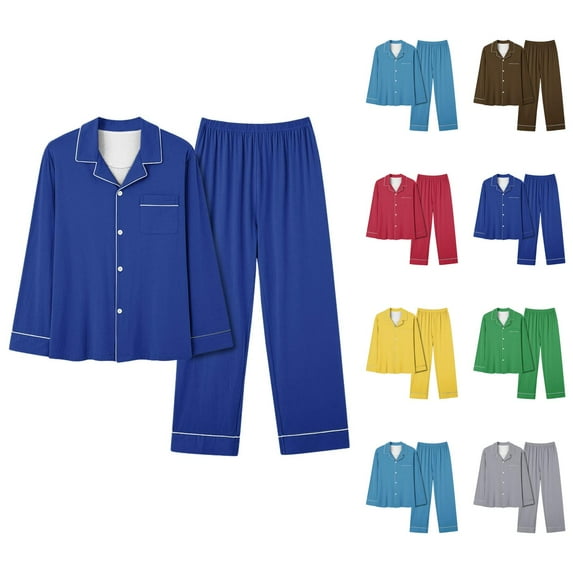 Pajamas for Women Set 2025 Loungewear Long Sleeve Button Collared Night Shirt and Pants Pjs Set Womens Pajama Sets