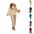 thumbnail image 1 of Pajamas for Women Set 2025 Satin Silk Loungewear Long Sleeve Robe and Pants Pjs Set Womens Pajama Sets, 1 of 5