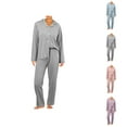 thumbnail image 1 of Pajamas for Women Set 2025 Soft Loungewear Long Sleeve Button Collared Night Shirt Pants Pjs Set Womens Pajama Sets, 1 of 5