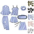 thumbnail image 1 of Pajamas for Women Set 2025 Striped Loungewear Shirt Vest Pants Shorts 4 Piece Pjs Set Womens Pajama Sets, 1 of 5