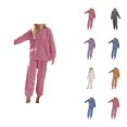 thumbnail image 1 of Pajamas for Women Set 2025 Winter Flannel Jacquard Long Sleeve Crewneck Pullover and Pants Pjs Set Womens Pajama Sets, 1 of 7
