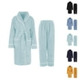 thumbnail image 1 of Pajamas for Women Set 2025 Winter Loungewear Long Sleeve Pocket Robe and Pants Pjs Set Womens Pajama Sets, 1 of 6