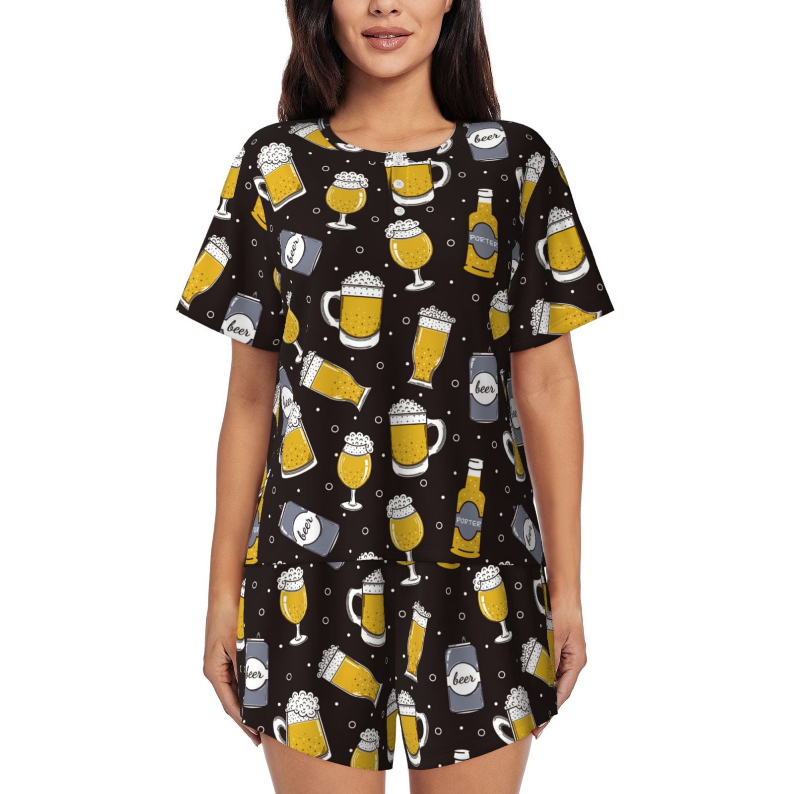 Pajamas for Women Set, Beer In A Bottle PJ Lounge Sets for Women 2 ...