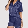 thumbnail image 1 of Pajamas for Women Set Button Down 2 Piece Satin Shorts Set Ruffle Notch Collar Sleepwear, 1 of 5