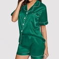 thumbnail image 1 of Pajamas for Women Set Button Down 2 Piece Satin Shorts Set Ruffle Notch Collar Sleepwear, 1 of 5