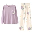 thumbnail image 1 of Pajamas for Women Set Cartoon Print Fleece Long Sleeve Soft Warm Sleepwear Set Green L, 1 of 2