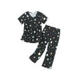 thumbnail image 1 of Pajamas for Women Set Cute Prints Sleepwear Tops with Capri Pants Black Planet Large, 1 of 5